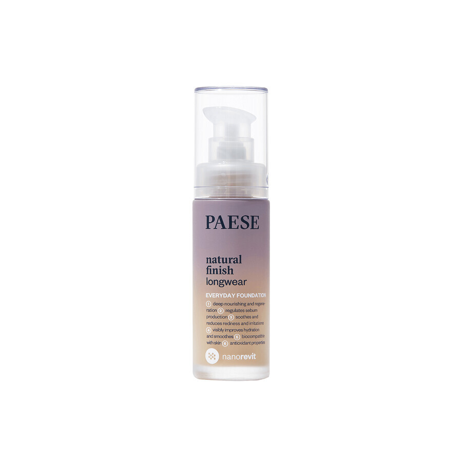 Paese Nanorevit, fond de ten de lungă durată cu un finisaj natural, 2.5 Sand Beige, 30 ml