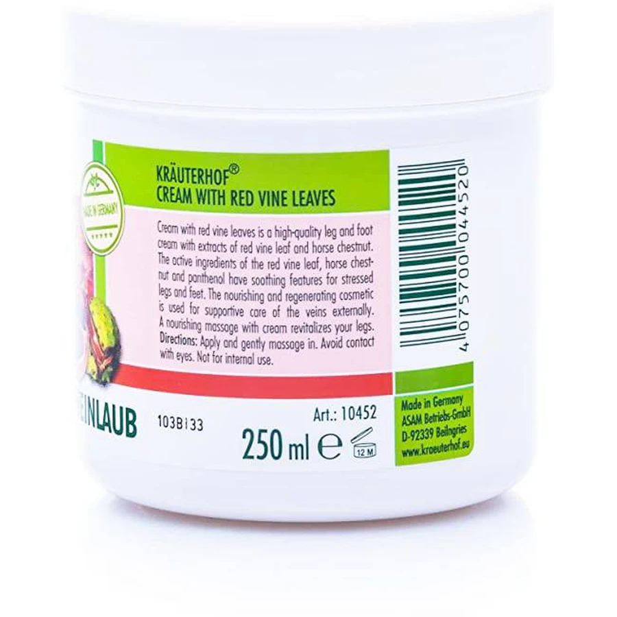 Voetcrème met kastanje en rode wijnstok, 250 ml, Krauterhof