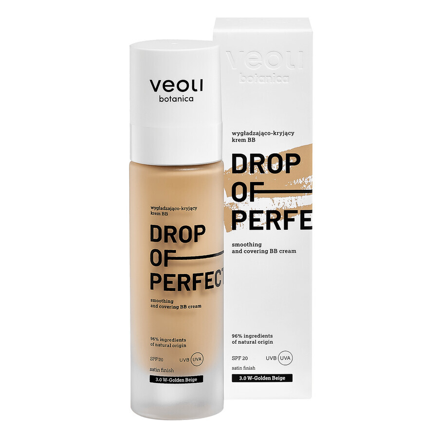 Veoli Botanica Goccia di Perfezione. BB Cream levigante e coprente, SPF 20, n. 3.0 W Beige dorato, 30 ml