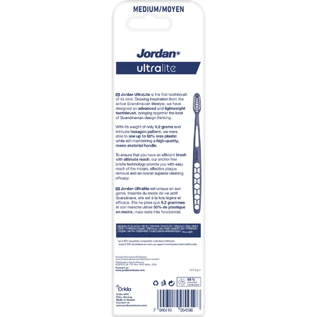 Jordan Ultralite Medium, periuță de dinți, medie, 2 bucăți