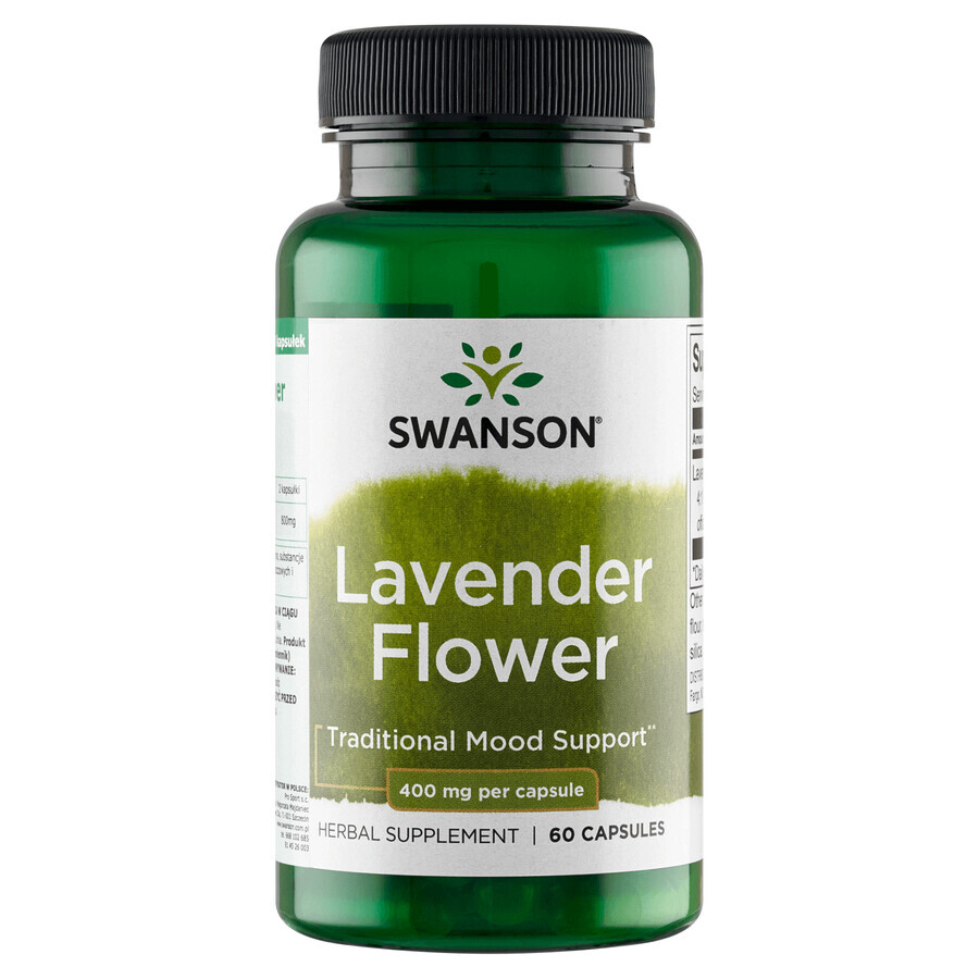Swanson Lavender Flower, lavandă, 60 capsule