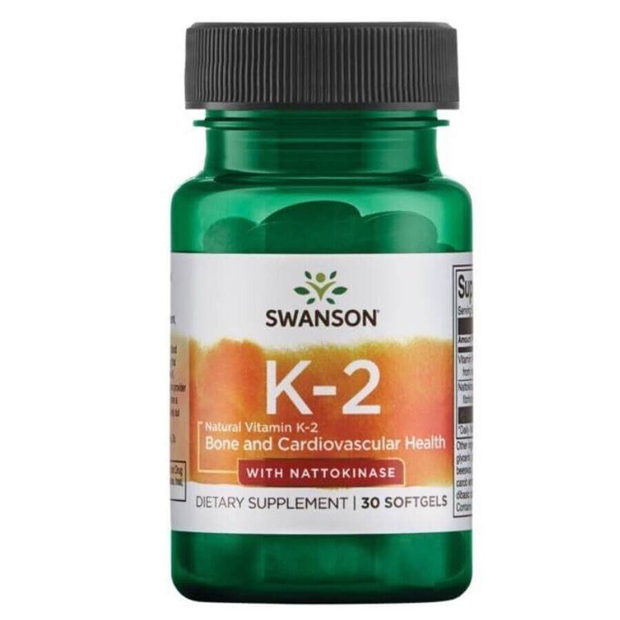 Swanson K-2, vitamine K 50 µg avec nattokinase, 30 capsules de gel