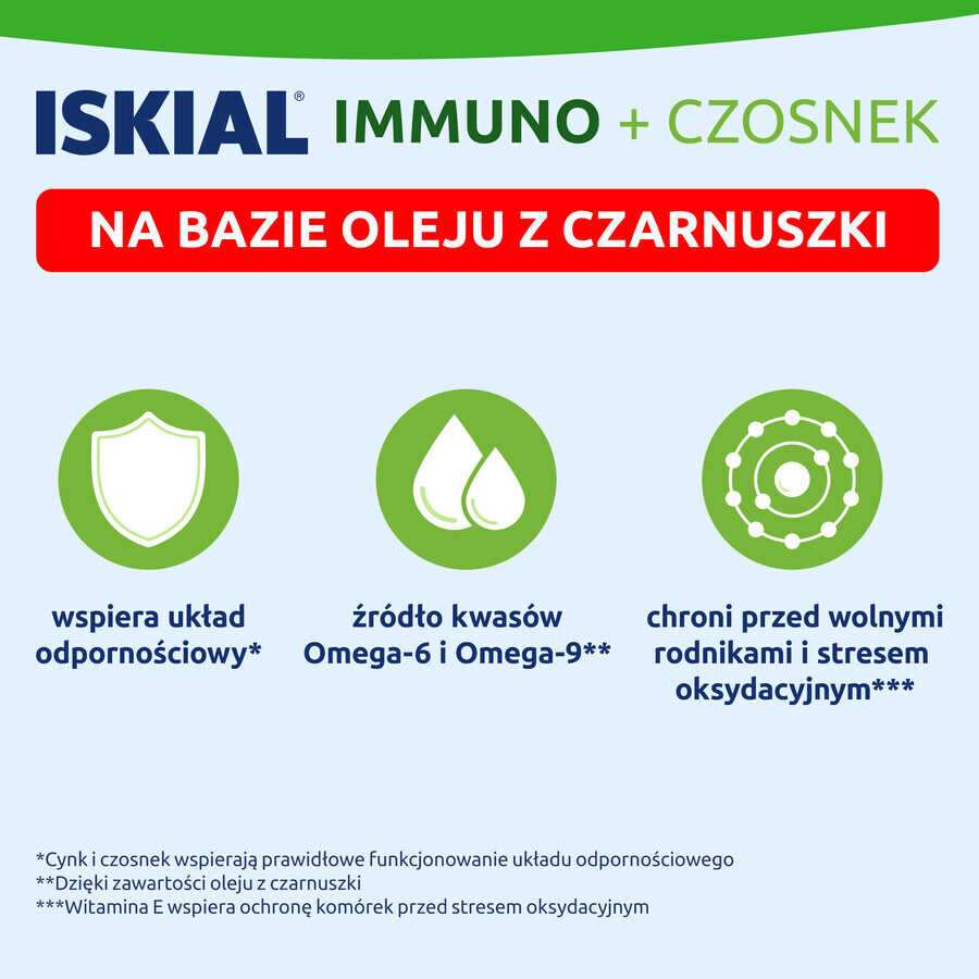 Iskial Immuno + Knoflook, voor kinderen vanaf 6 jaar en volwassenen, 60 capsules