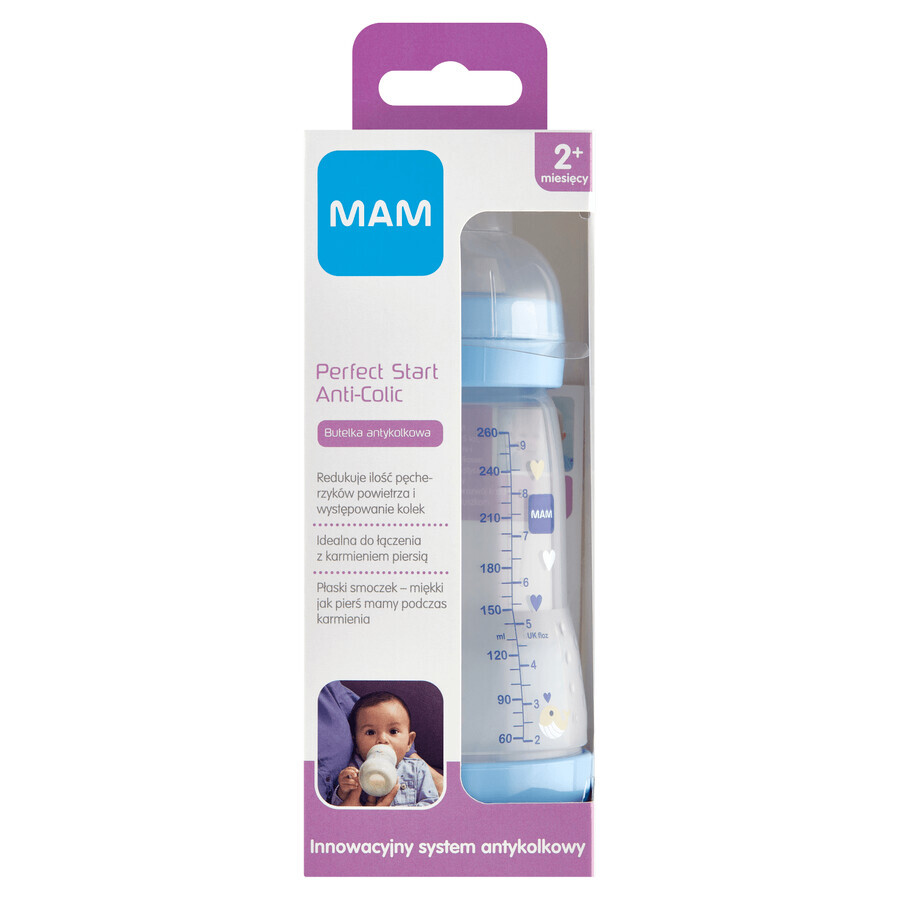 MAM Perfect Start Anti-Colic, Anti-Kolik-Flasche, Better Together, Junge, ab 2 Monate, 260 ml