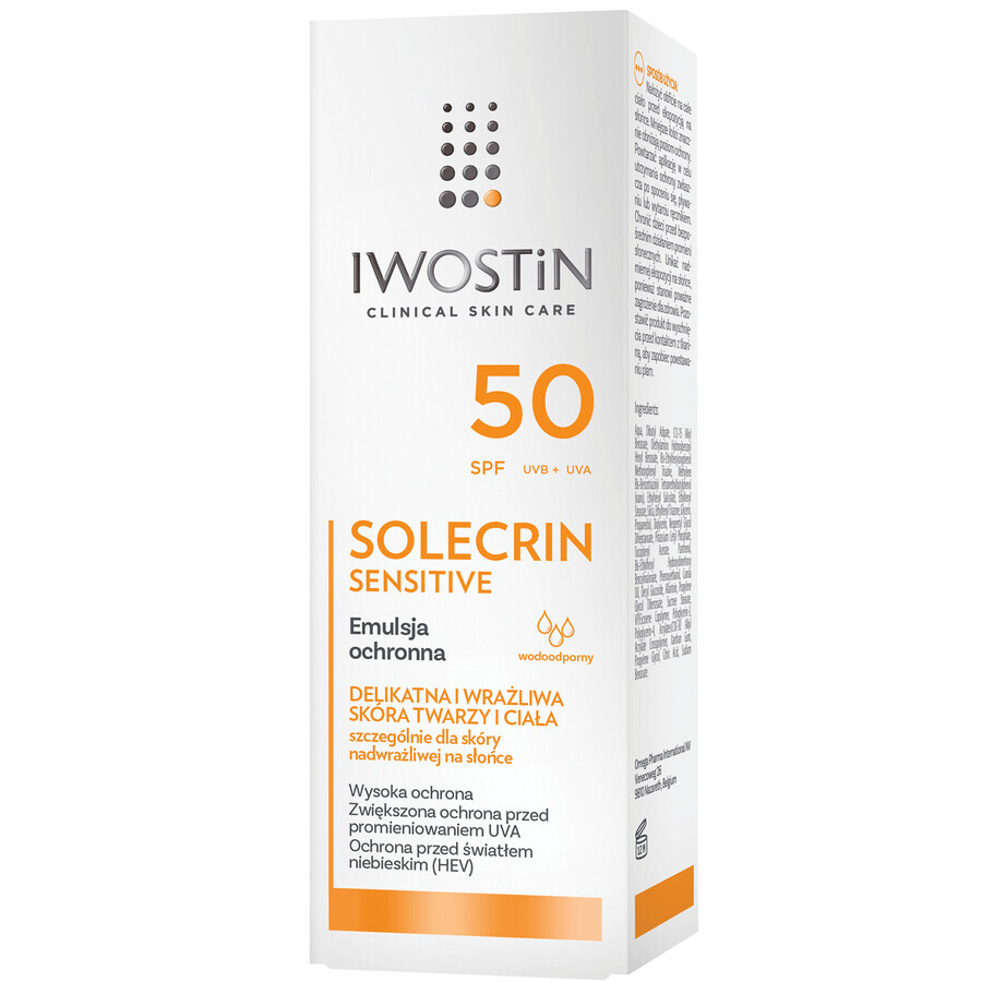 Iwostin Solecrin Sensitive, emulsie protectoare SPF 50, piele sensibilă, 100 ml + minge de plajă gratuită