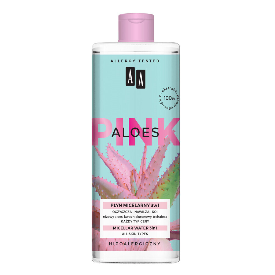 AA Aloe Pink, micellar lotion 3 in 1, all skin types, 400 ml