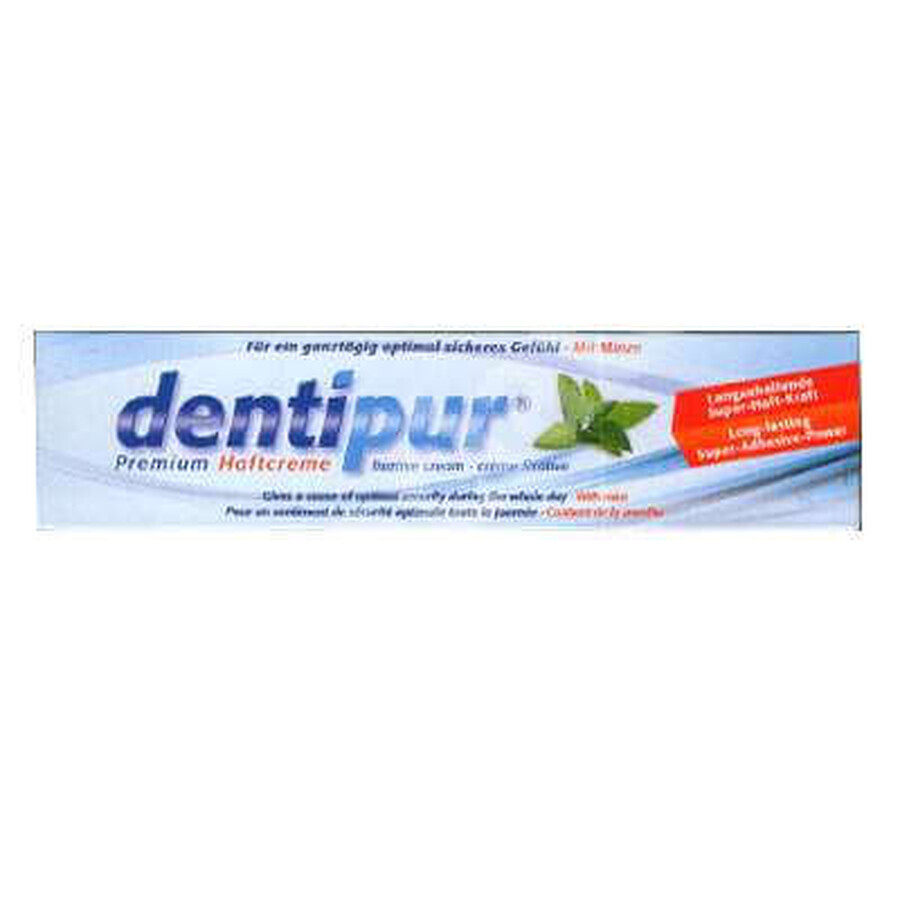 Cremă super adezivă cu mentă - Dentipur Premium, 40 g, Helago Pharma