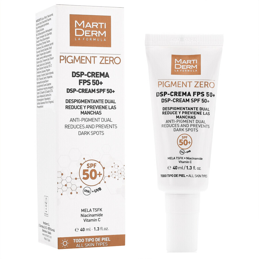 MartiDerm Pigment Zero, crema DSP depigmentante contro l'iperpigmentazione, da giorno, SPF 50+, 40 ml