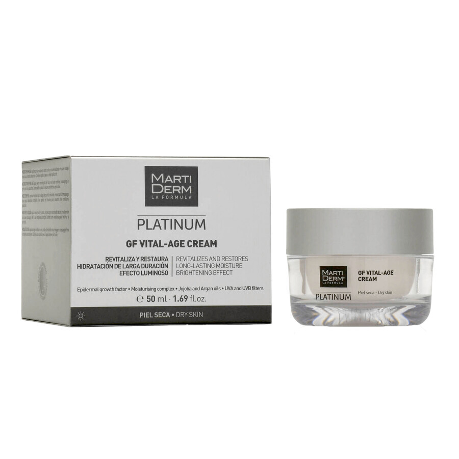 MartiDerm Platinum GF Vital Age Cream, cremă revigorantă cu efect iluminator pentru pielea uscată, 50 ml