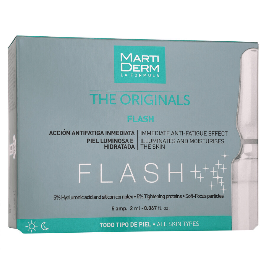 MartiDerm The Originals Flash, ser iluminator cu efect anti-fatiga, 2 ml x 5 fiole