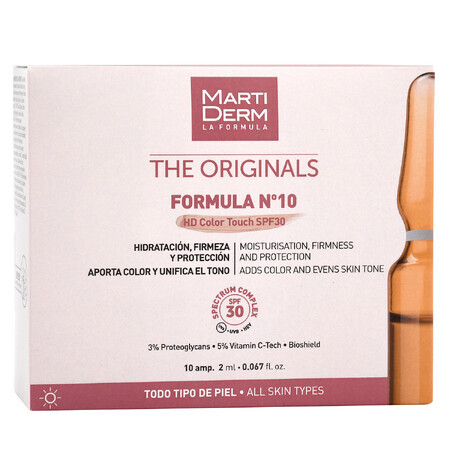 MartiDerm The Originals Formula Nᵒ10 HD Color Touch, feuchtigkeitsspendendes und straffendes Serum, SPF 30, 2 ml x 10 Ampullen