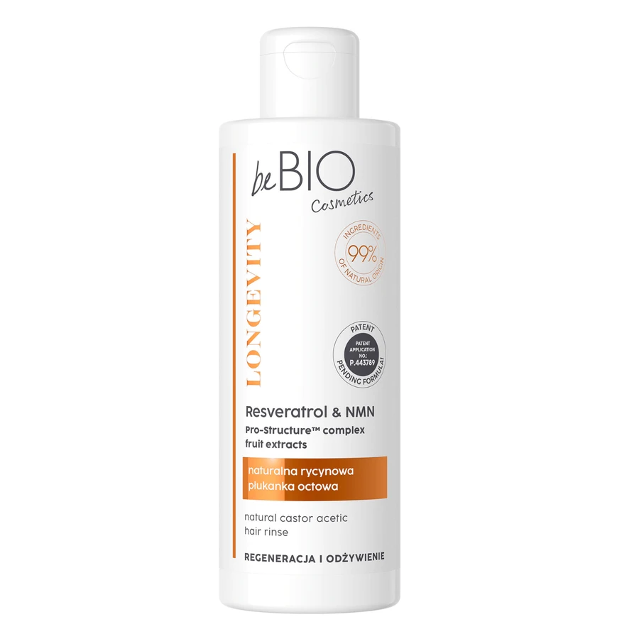 beBIO Cosmetics Longevity, clătire naturală a părului cu oțet de ricin, 200 ml