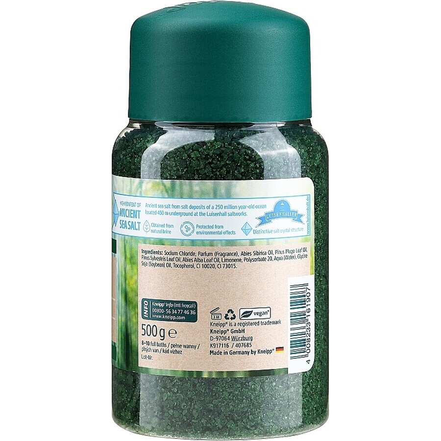 Kneipp Mindful Forest Fir și Pin, cristale minerale de sare pentru baie, 500 g