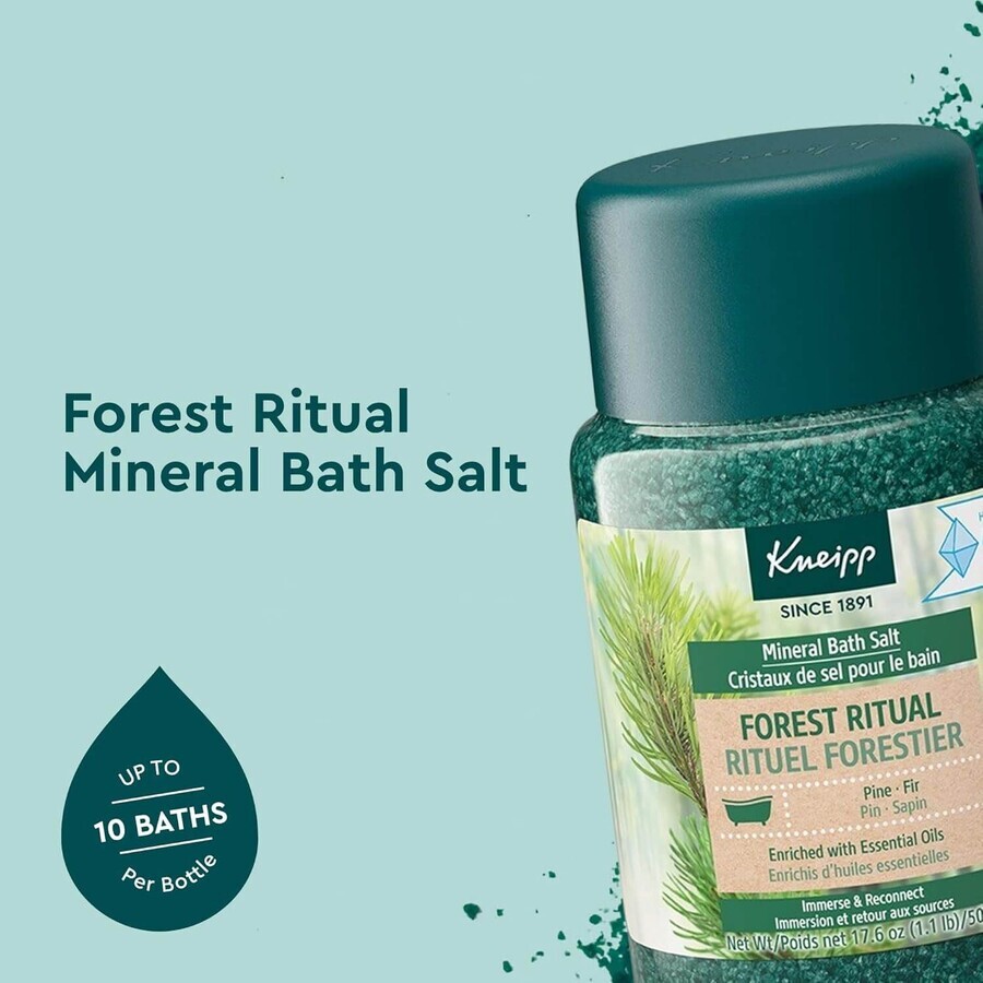 Kneipp Mindful Forest Fir și Pin, cristale minerale de sare pentru baie, 500 g