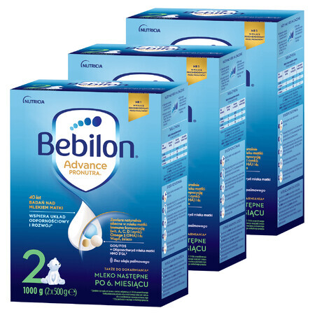 Bebilon Advance Pronutra 2, Folgemilch, über 6 Monate, 3 x 1000 g