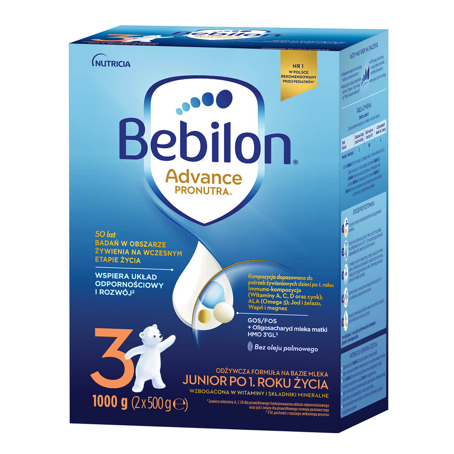 Bebilon Advance Pronutra 3 Junior Set, nährstoffreiche Milchnahrung, ab 1 Jahr, 3 x 1000 g