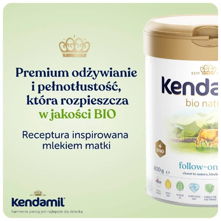 Kendamil Bio Nature 2 HMO+, 800 g - 6 luni și peste, formulă de continuare, Kendal Nutricare