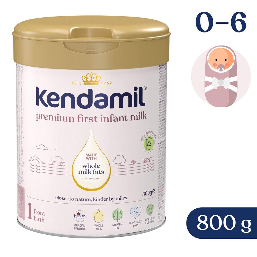 Kendamil Premium 1 DHA+, leche infantil, desde el nacimiento, 800 g