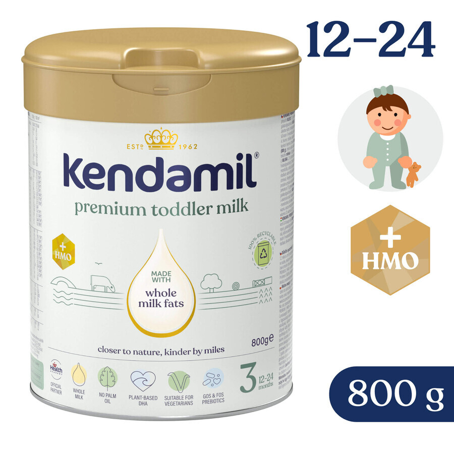 Kendamil Premium 3 HMO+, lapte pentru copii, după 12 luni, 800 g