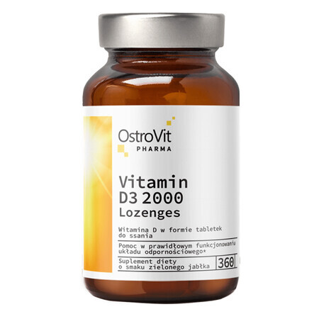 OstroVit Pharma Vitamina D3 2000 pastiglie, gusto mela verde, 360 pastiglie