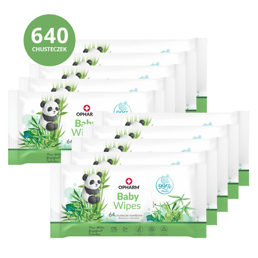 Opharm Baby Wipes Set, Feuchttücher, 10 x 64 Stück