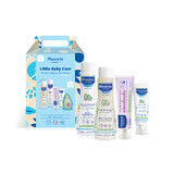 Mustela Set Little Baby Care, gel limpiador, 200 ml + champú, 200 ml + crema facial, 40 ml + crema cambiadora 1-2-3, 50 ml