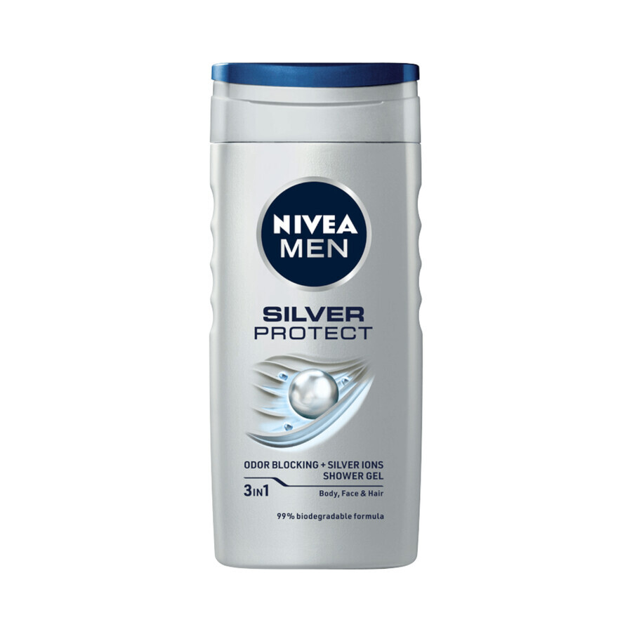 Nivea Men Silver Control Kit, Aftershave Balsam, antibakteriell, 100 ml + Antitranspirant Roll-on, 48h, 50 ml + 3-in-1 Duschgel für Gesicht, Körper und Haare, 250 ml