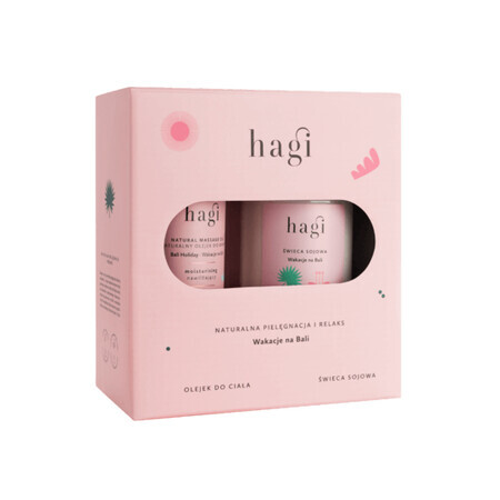 Hagi vakantie in Bali set, lichaamsolie, 100 ml + sojakaars, 215 ml