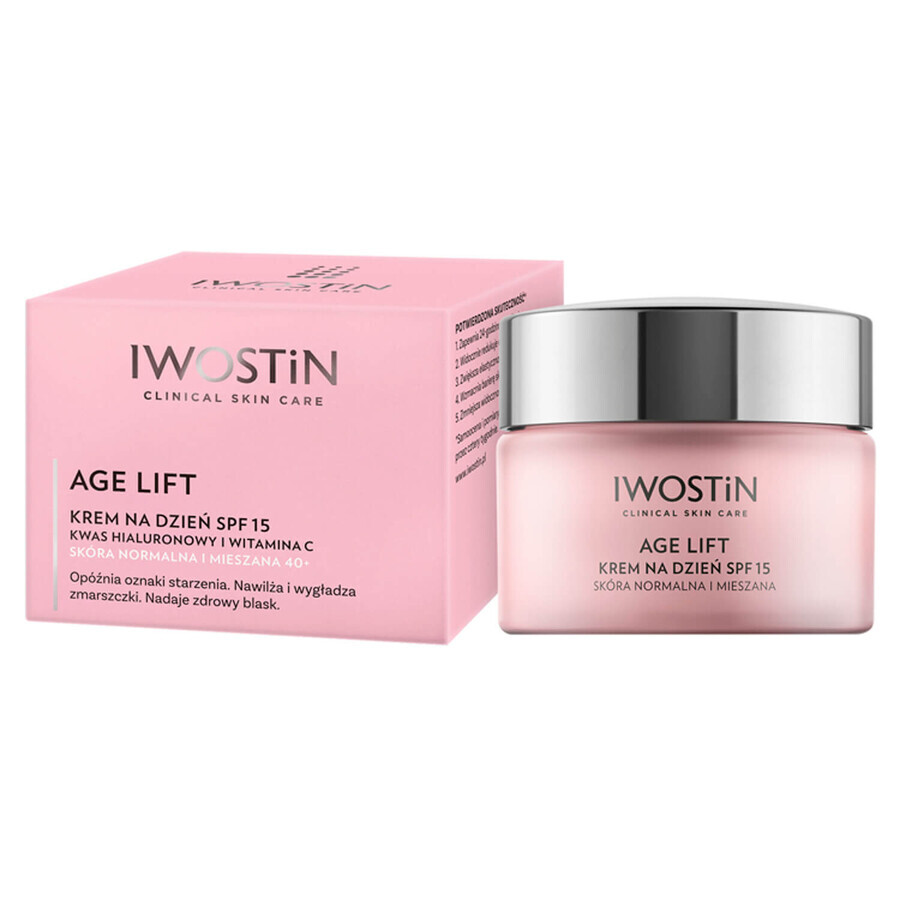 Set Iwostin Age Lift, day cream, normal and combination skin, SPF 15, 50 ml + eye cream, day and night, 15 ml