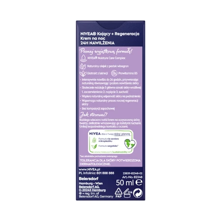 Nivea 24H Hydration, beruhigende und regenerierende Nachtcreme, 50 ml.