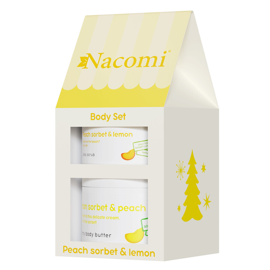 Set Nacomi Peach Sorbet &amp; Lemon, creamy body butter, 100 ml + exfoliating body foam, 200 ml