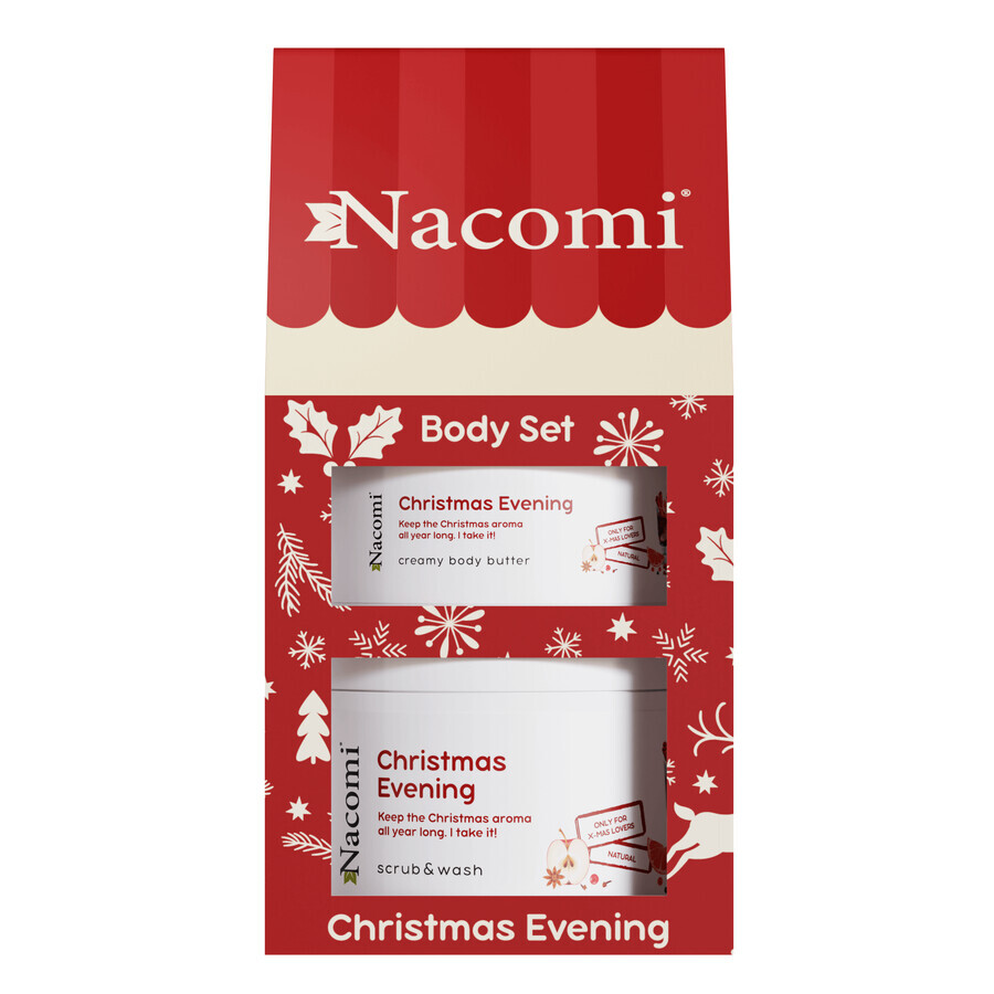 Nacomi Christmas Evening Set, cremige Körperbutter, 100 ml + Schaumkörperpeeling, 200 ml