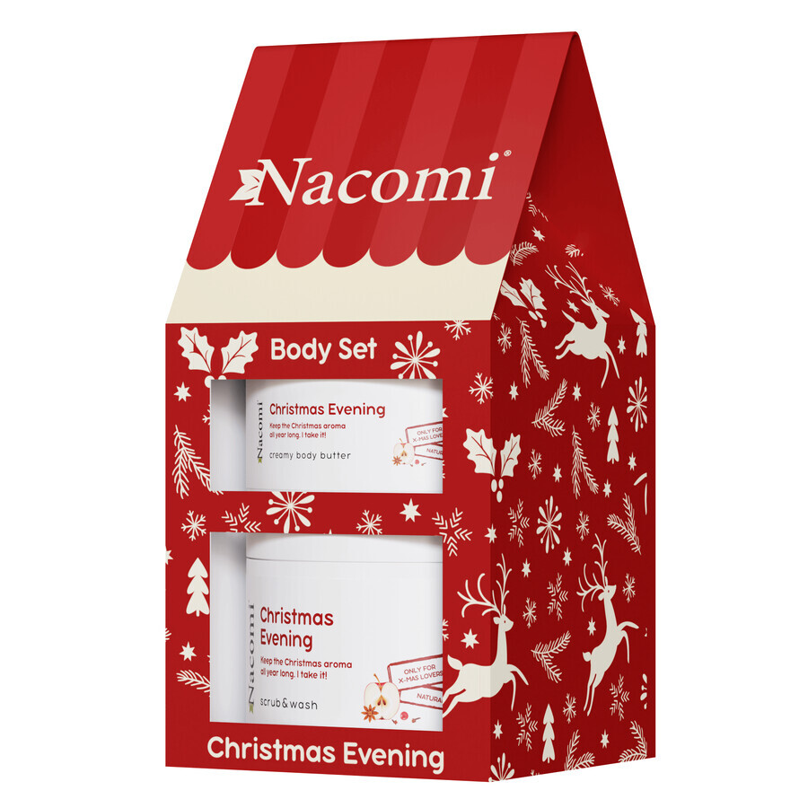 Nacomi Christmas Evening Set, cremige Körperbutter, 100 ml + Schaumkörperpeeling, 200 ml