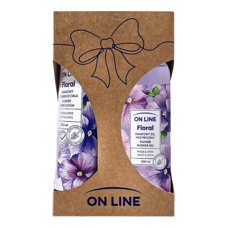 On Line Floral Violet &amp; Lotus Set, Duschgel, 500 ml + Lotion, 250 ml