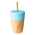 Ecorascals Bamboo Mug with Tube and Silicone Lid, Blue, 240ml