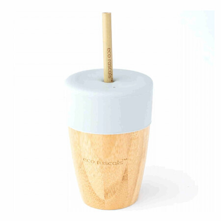 Ecorascals Bamboo Mug with Tube and Silicone Lid, Grey, 240ml