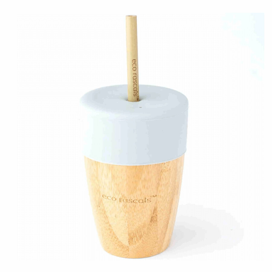 Ecorascals Bamboo Mug with Tube and Silicone Lid, Grey, 240ml