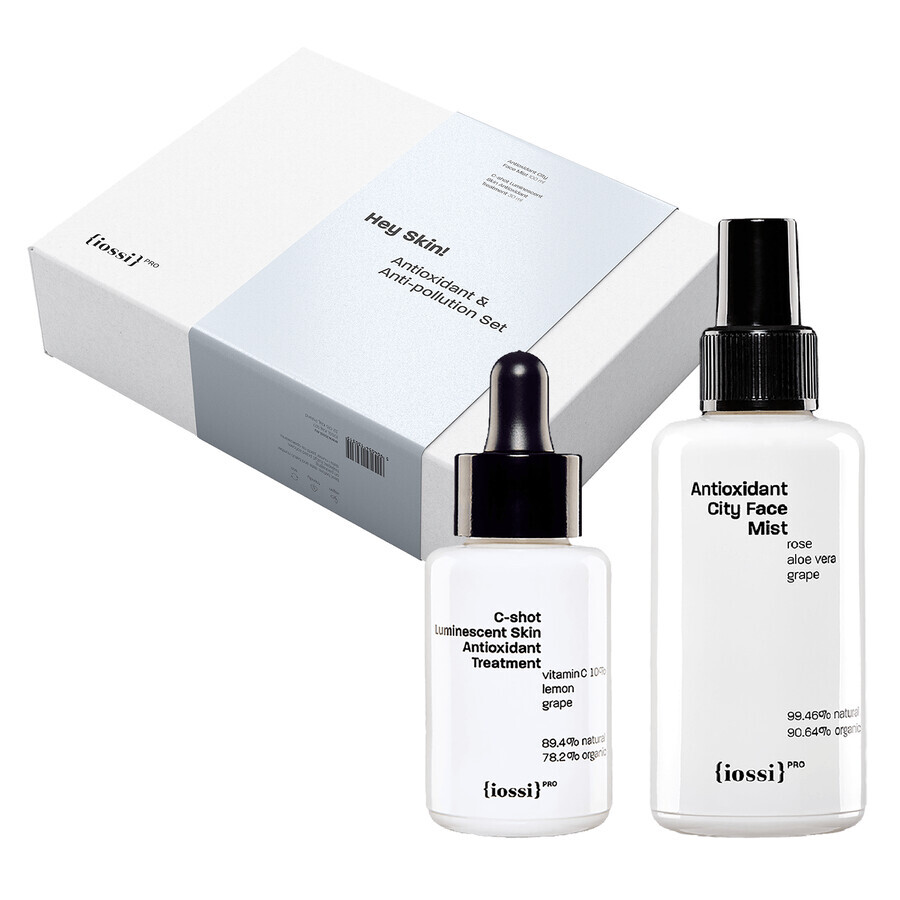 Iossi Pro Hey Skin! Antioxidant &amp; Anti-Pollution, Gesichtsnebel, 100 ml + Gesichtsserum, 30 ml