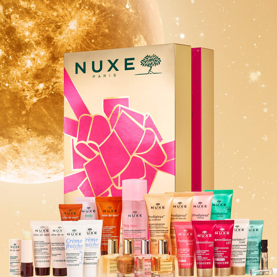 Nuxe Set, Adventskalender mit Kosmetik, rosa