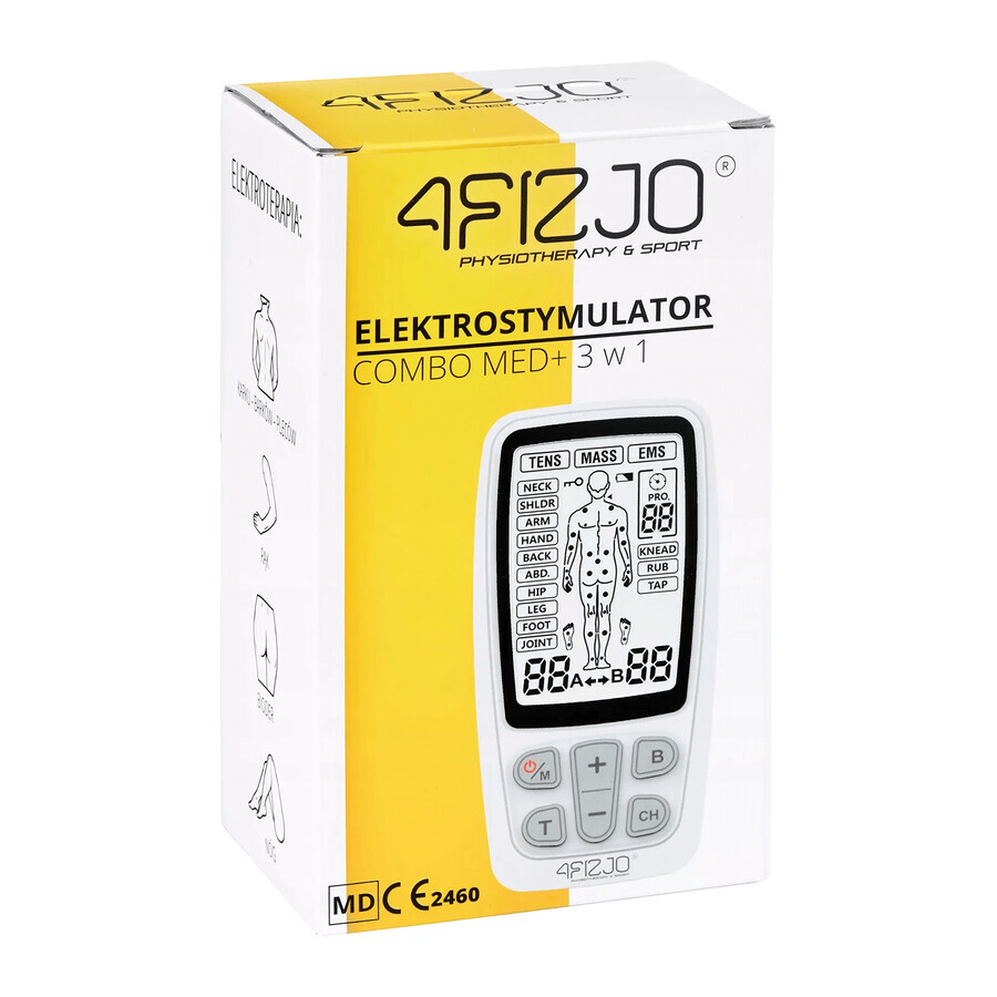 4Fizjo Combo Med +, 3-in-1 TENS, EMS, MASS electrostimulator, cu baterie