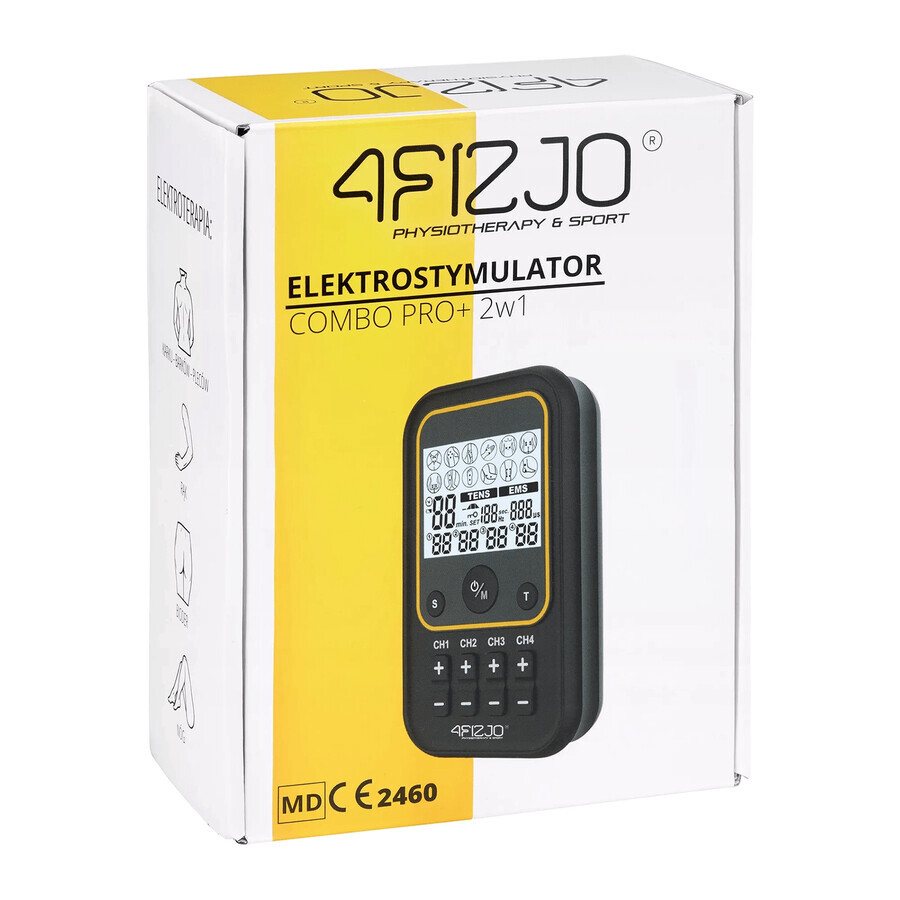 4Fizjo Pro+, electrostimulator 2 în 1, TENS, EMS, reîncărcabil