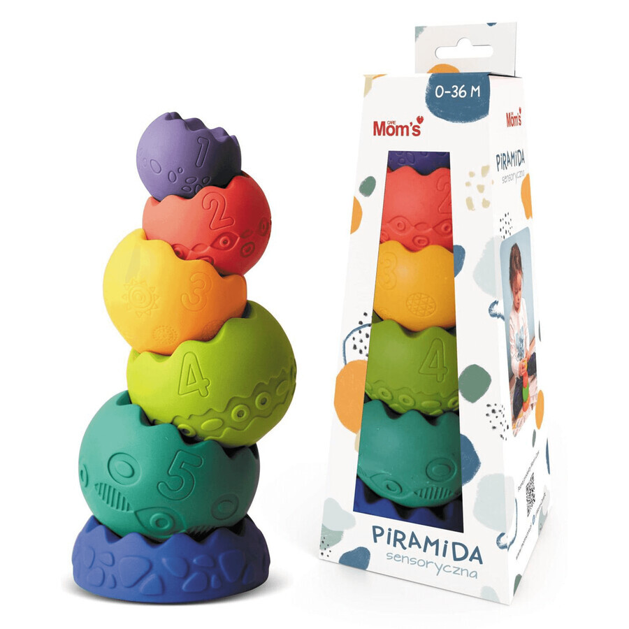 Mom's Care, educational toy, sensory pyramid, from birth, 6 elements