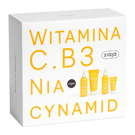 Ziaja Vitamin C.B3 Niacinamid Set, Aufwachcreme, 50 ml + Körperlotion, 200 ml + Tonic, 190 ml + Reinigungsgel, 190 ml