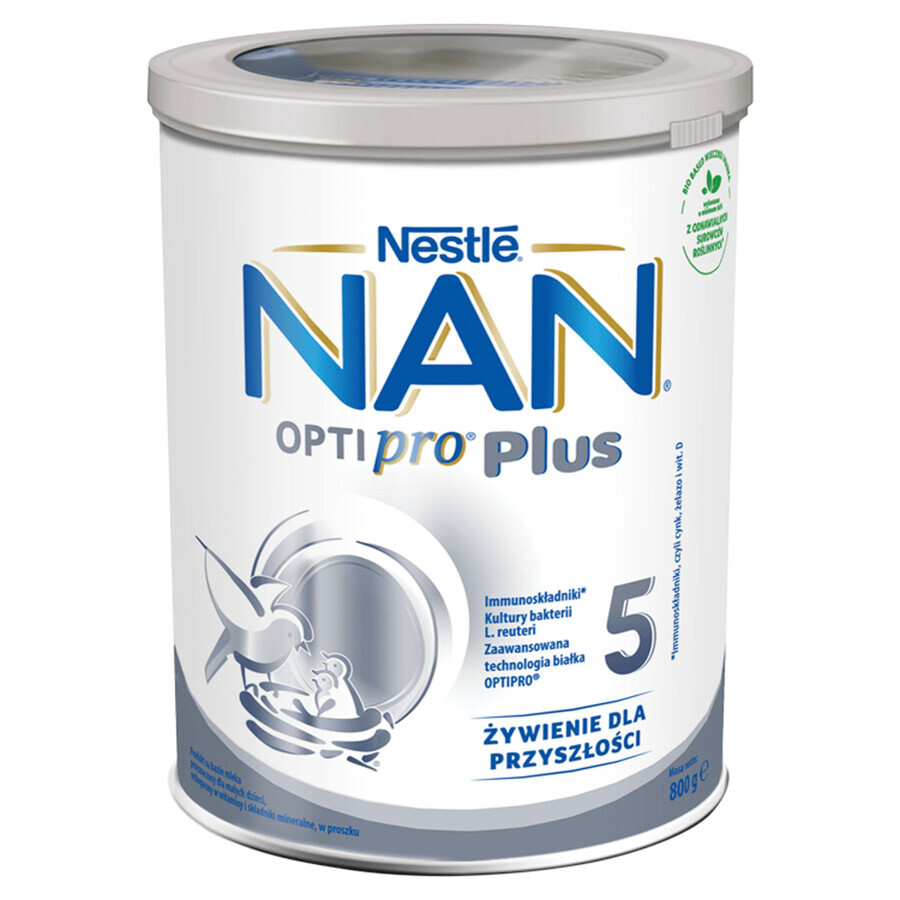 Nestle NAN Optipro Plus 5, prodotto a base di latte per bambini di età superiore a 2,5 anni, 800 g