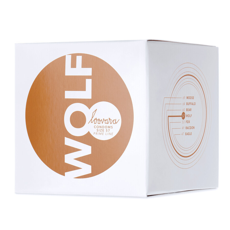 Loovara Wolf, classic condoms, 57 mm, 12 pieces