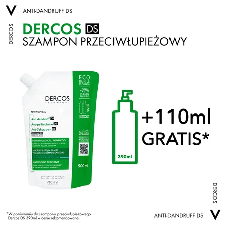 Rezervă eco șampon anti-mătreață pentru păr normal-gras Dercos, 500 ml, Vichy  