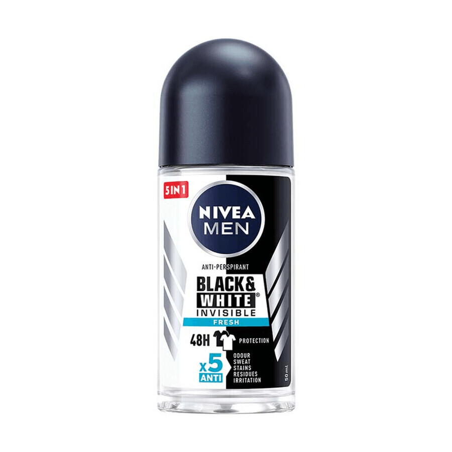 Black & White Invisible Fresh Roll-On Deodorant für Männer, 50 ml, Nivea
