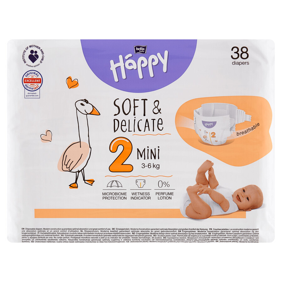 Bella Baby Happy, diapers, size 2 Mini, 3-6 kg, 38 pcs