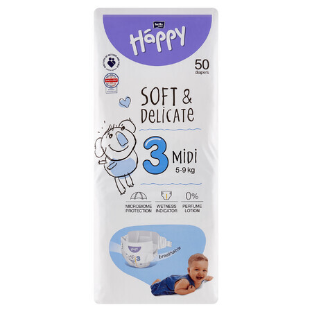 Bella Baby Happy, Windeln, Größe 3 Midi, 5-9 kg, 50 Stück