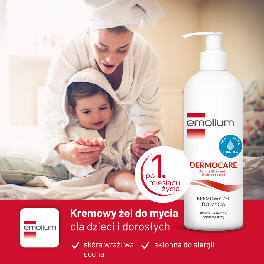 Emolium Dermocare set, émulsion pour le corps, 400 ml + gel lavant crémeux, 400 ml + émulsion pour le bain, 50 ml gratuit